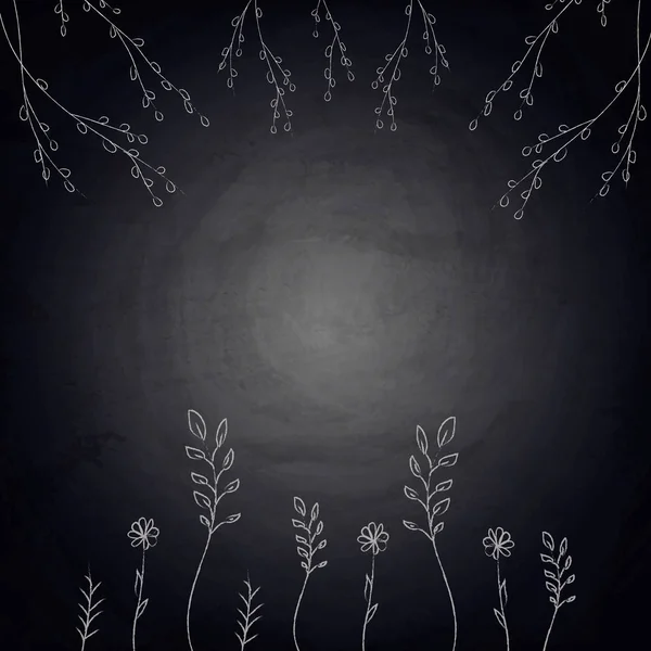 Chalkboard fundo com plantas de desenho — Vetor de Stock