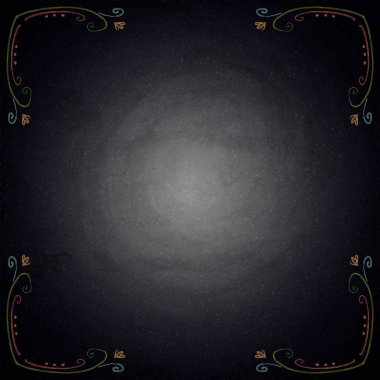 Kara tahta arka plan ile süslü öğeleri