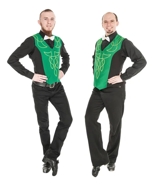 Dwa młody człowiek taniec irlandzki taniec na białym tle — Zdjęcie stockowe
