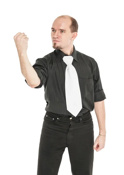 Angry man showing his fist isolated — Stock Photo, Image