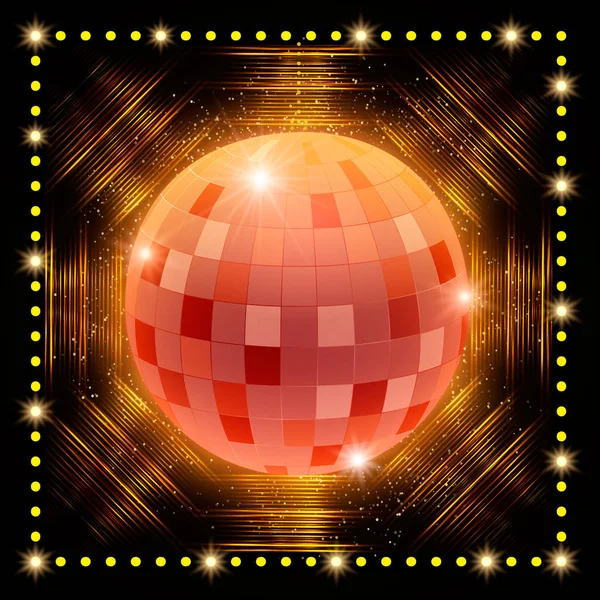 Дзеркальний диско-куля на блискучому ретро фоні — стоковий вектор
