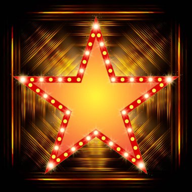 Üzerinde arka plan parlayan yıldız retro ışık afiş