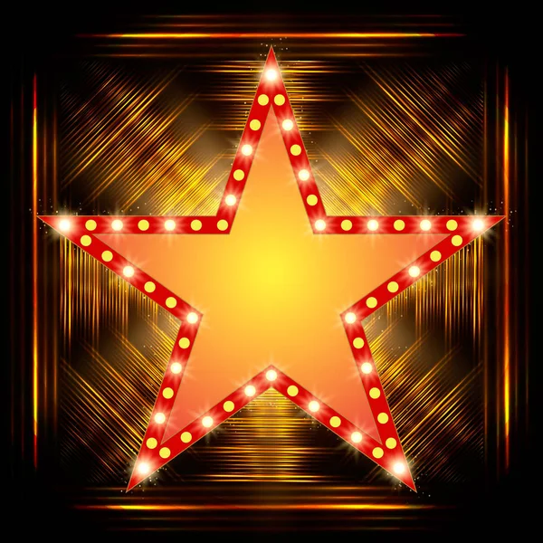 Αστέρι ρετρό φως banner στο λαμπερό φόντο — Διανυσματικό Αρχείο
