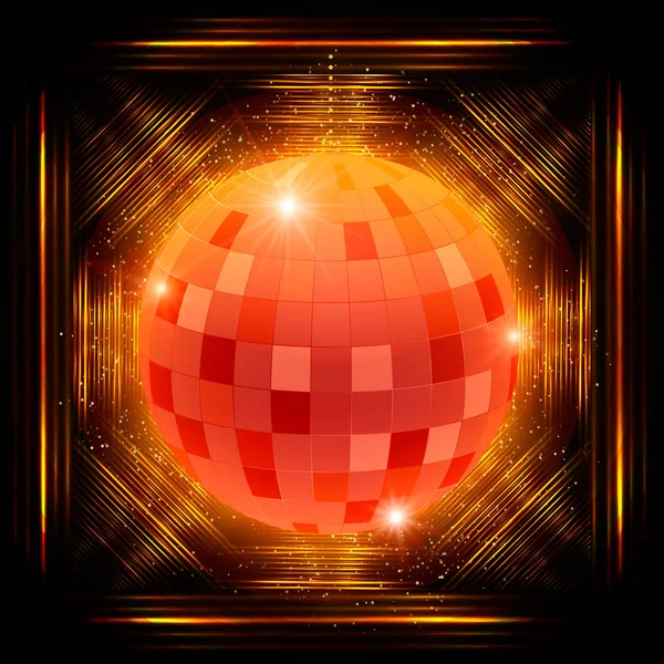 Espejo bola disco sobre fondo retro brillante — Vector de stock