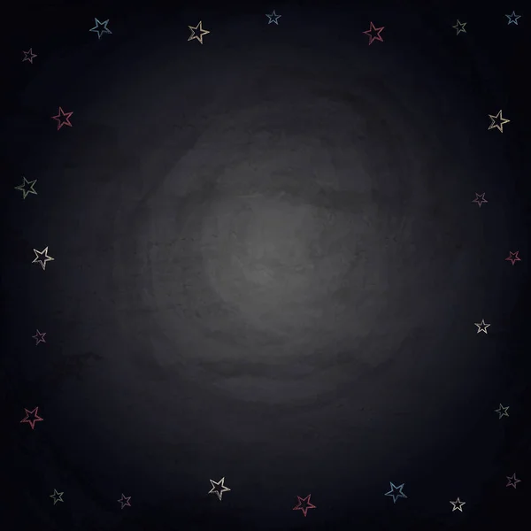 Estrelas desenhadas à mão sobre quadro negro fundo — Vetor de Stock