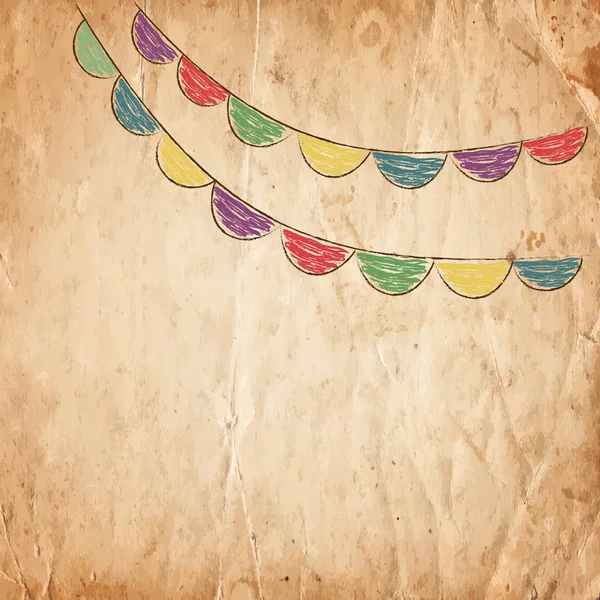 Eski kağıt arka plan üzerinde parti dekor — Stok Vektör