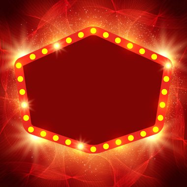 Retro casino ışık afiş ile parlayan dalgalar arka plan