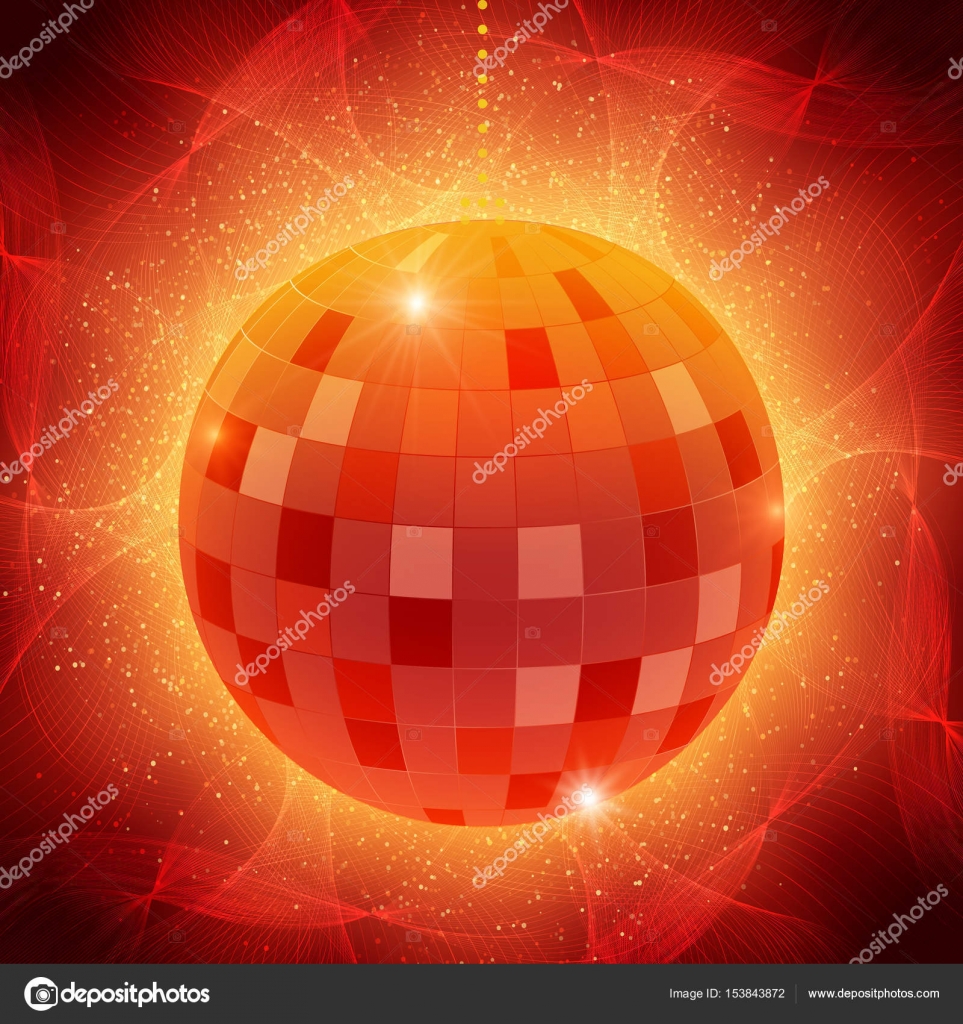 Mirror disco ball on shining waves background Stock Vector by ©DarkBird