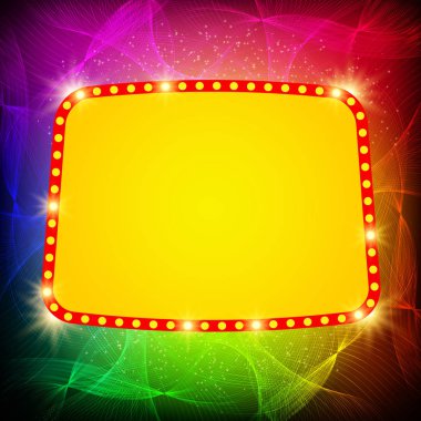 Retro casino ışık afiş ile parlayan dalgalar arka plan