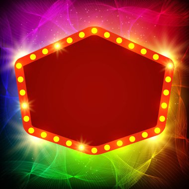 Retro casino ışık afiş ile parlayan dalgalar arka plan