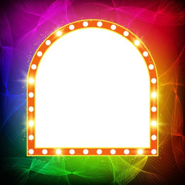 Retro casino ışık afiş ile parlayan dalgalar arka plan