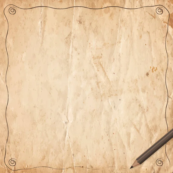 Ретро винтажная граница с карандашом на старом бумажном фоне — стоковый вектор