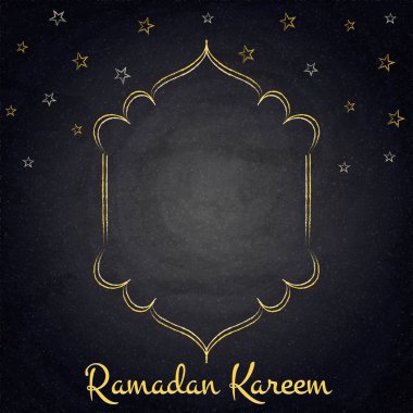 Ramazan Kareem arka plan ay ve yazı tahtası üzerinde yıldız ile