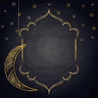 Ramazan Kareem arka plan ay ve yazı tahtası üzerinde yıldız ile