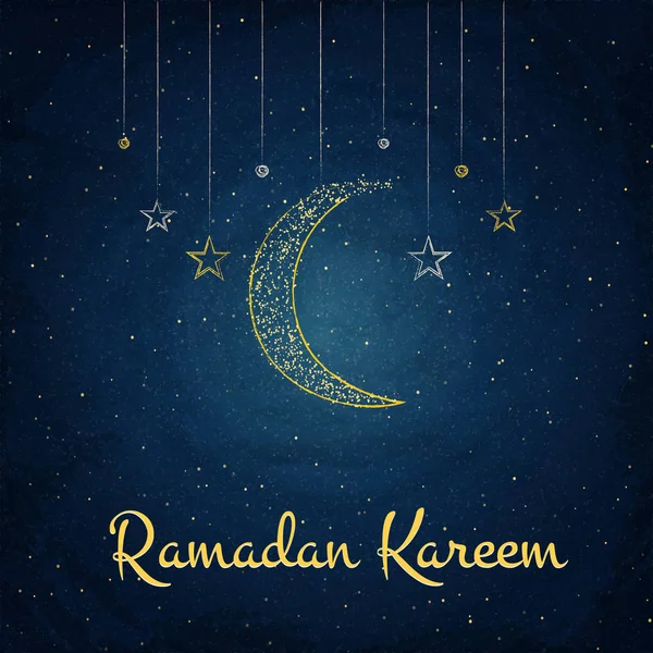 Ramadán Kareem fondo con luna y estrellas en pizarra — Vector de stock