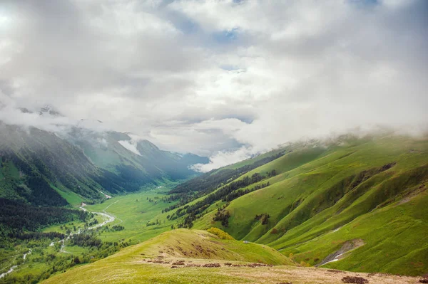 Beautiful mountain landscape, valley and sky