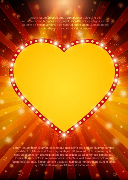 Poster sjabloon met retro hart banner. Ontwerp voor presentatio — Stockvector