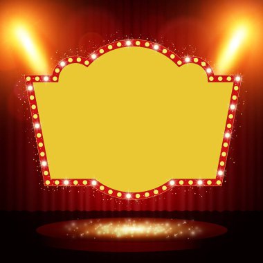 Retro afiş spot etkisi arka plan ile sahnede