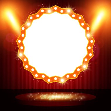 Retro afiş spot etkisi arka plan ile sahnede