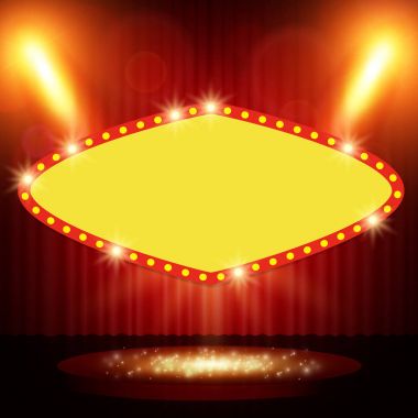 Retro afiş spot etkisi arka plan ile sahnede