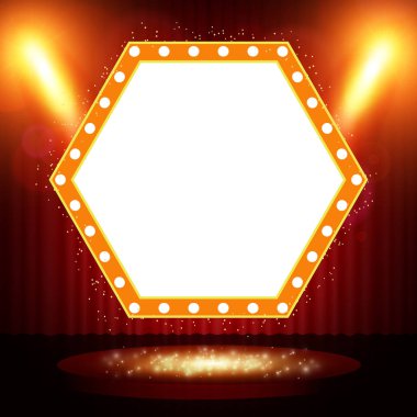 Retro afiş spot etkisi arka plan ile sahnede