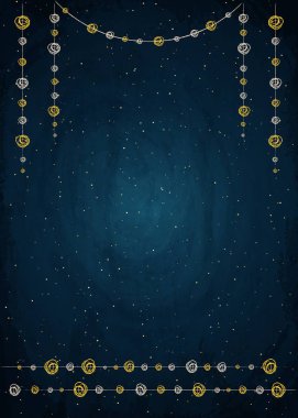 Kiraz kuşu dekor kara tahta çizim ile şablon afiş poster 