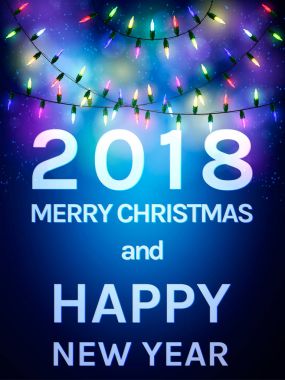 Mutlu 2018 yeni yıl el ilanı. Noel tebrik kartı