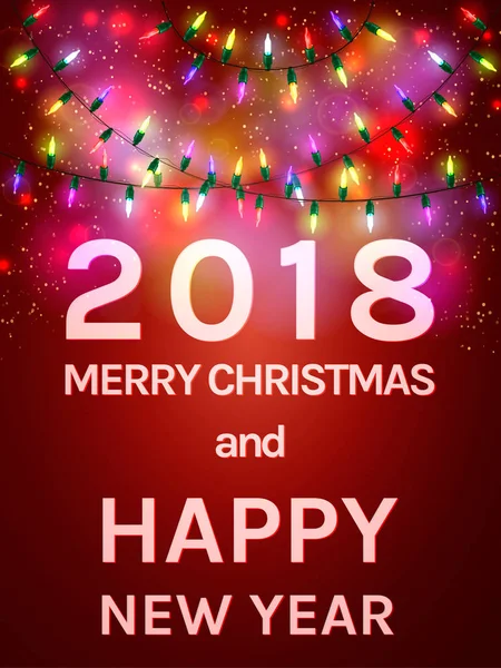 Šťastný nový rok Flyer 2018. Vánoční blahopřání — Stockový vektor