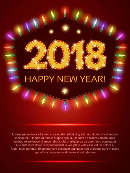Feliz Ano Novo 2018 Flyer. Natal cartão de saudação —  Vetores de Stock