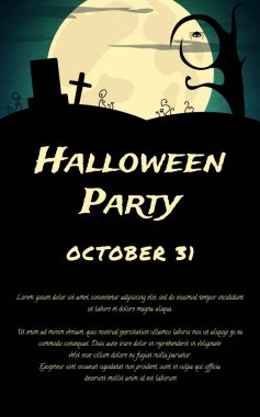 Cadılar Bayramı partisi arka plan ürpertici ağaç ve ay ile