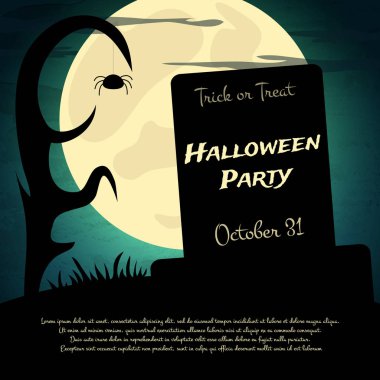 Cadılar Bayramı partisi arka plan ürpertici ağaç ve ay ile