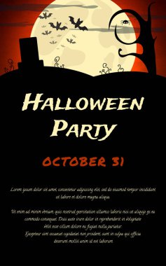 Cadılar Bayramı partisi arka plan ürpertici ağaç ve ay ile