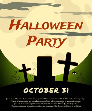 Cadılar Bayramı partisi arka plan ay ve ürpertici mezarlığı ile