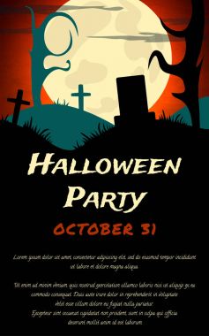 Cadılar Bayramı partisi arka plan ürpertici ağaç ve ay ile