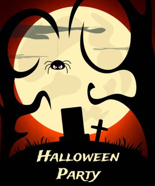 Cadılar Bayramı partisi arka plan ay ve ürpertici mezarlığı ile