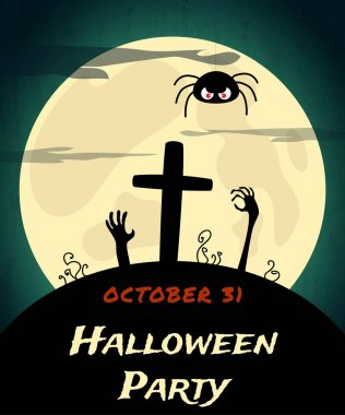 Cadılar Bayramı partisi arka plan ay ve ürpertici mezarlığı ile