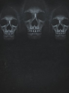 İnsan kafatası başlıklı koyu arka plan üzerinde. Cadılar Bayramı afiş