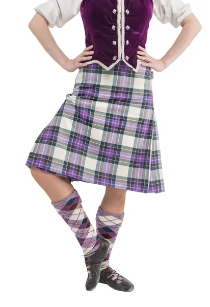 在传统的民族服装的苏格兰妇女 — 图库照片