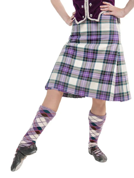 Scottish woman dance in traditional national costume — Stock Photo, Image