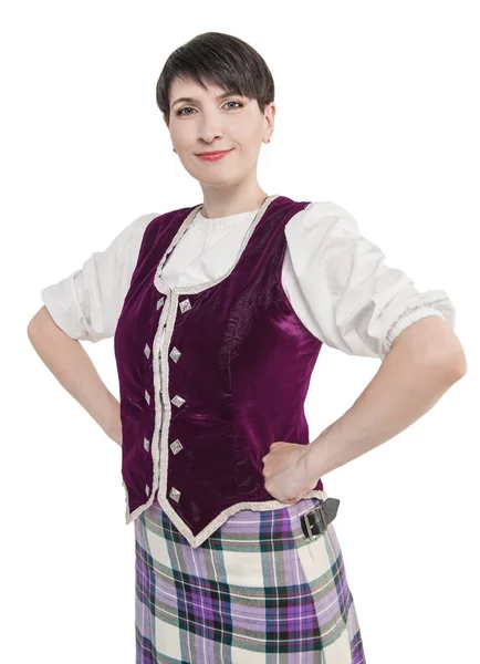 Scottish woman in traditional national costume — Stock Photo, Image