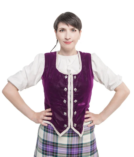 Scottish woman in traditional national costume — Stock Photo, Image