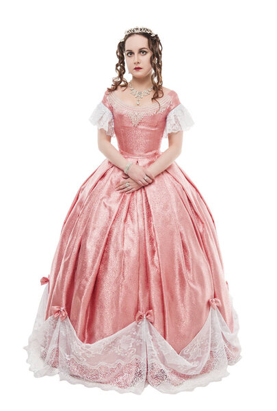 Young beautiful woman in medieval dress isolated 