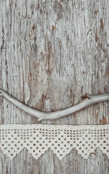 Tło z suchych gałęzi i koronki na Stare drewno — Zdjęcie stockowe