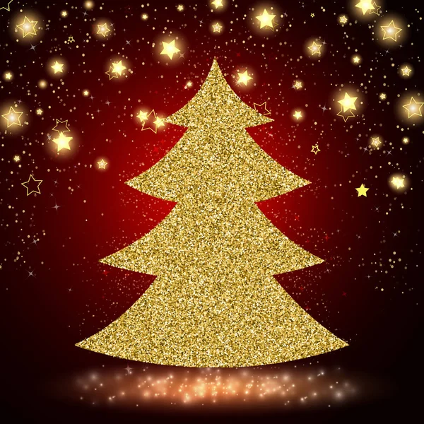 Resumen dorado brillante árbol de Navidad — Vector de stock