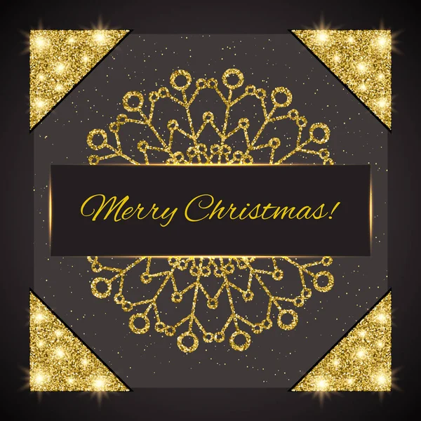 Merry Christmas mall för gratulationskort erbjudande. Guld glänsande f — Stock vektor
