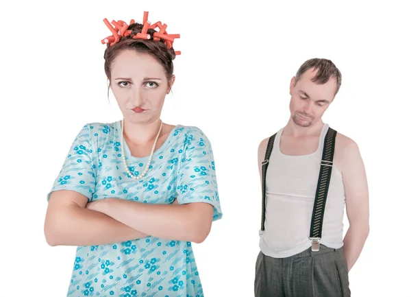 Funny family couple with relationship problem — Stock Photo, Image