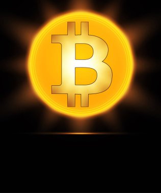 Siyah zemin üzerine altın bitcoin cryptocurrency