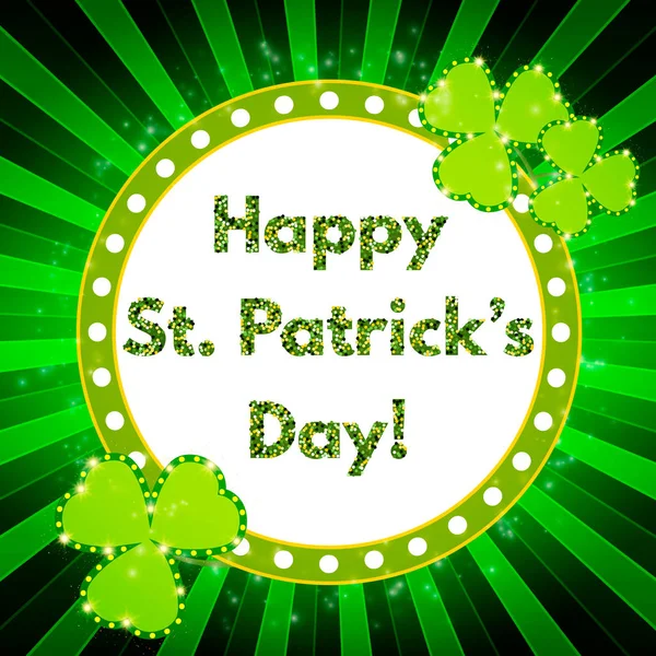 Bannière Saint Patricks Day avec Shamrock brillant — Image vectorielle