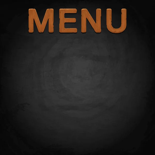 Menu of restaurant made of wood on chalkboard background — Stock Photo, Image