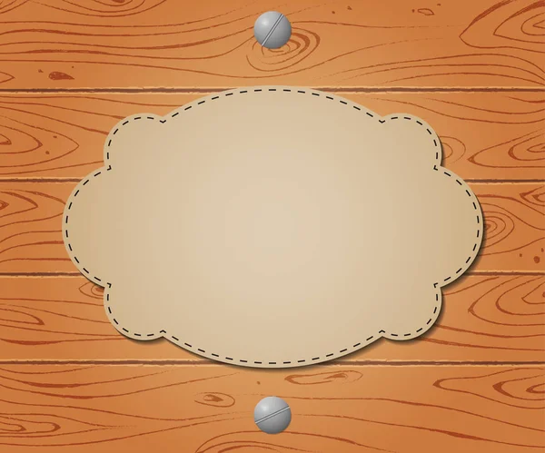 Bannière vide sur fond dessiné en bois — Image vectorielle